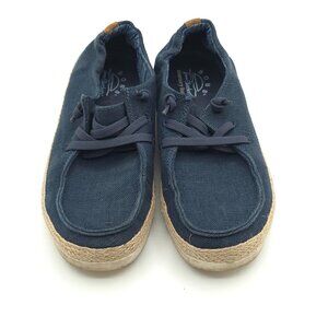 Bobs By Skechers Women's Espadrille Slip-On Shoes Navy Size 7 Canvas Casual